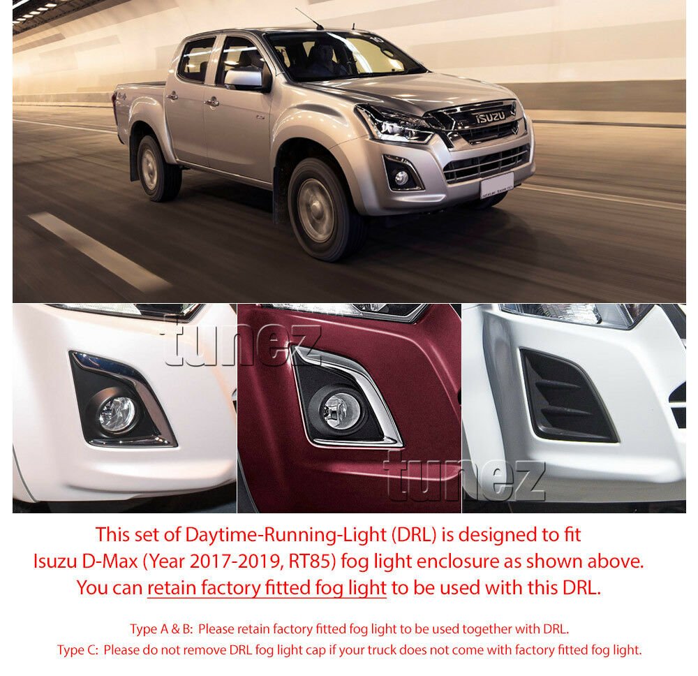 LED Daytime Running Light DRL Isuzu D-Max 2017 RT85 Kit Fog Lamp Car Foglight