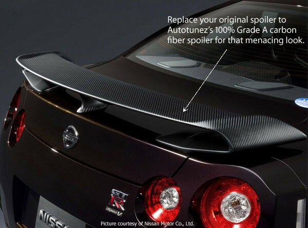 Carbon Fiber Rear Spoiler Wing For Nissan GT-R R35 Skyline Spec-V GTR ...