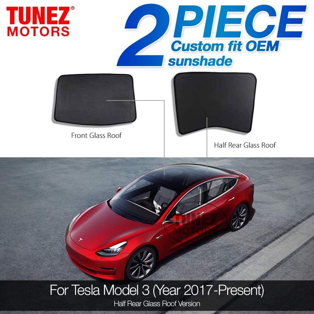 Custom Side Window Sunshades Magnetic Sun Shade Rear Door Side Visor Car for Tesla Model 3 Year 2017-2020 (Rear Half)