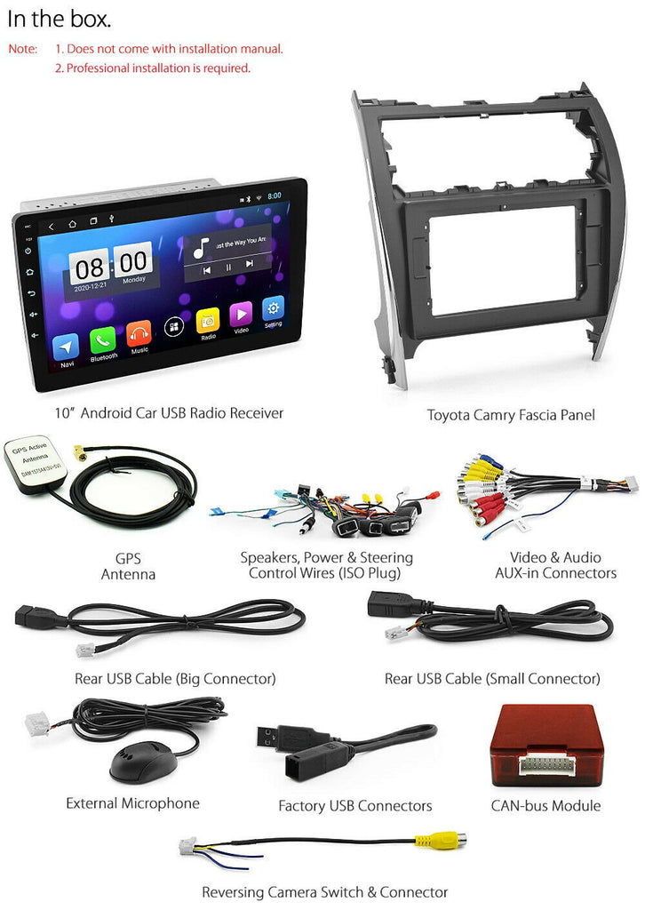10" Android MP3 Car Player For Toyota Camry XV50 2012-2017 Stereo Radio GPS