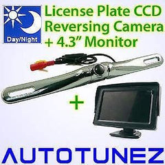 Car CCD Backup Reverse Rear Parking Camera + 4.3" Monitor Reversing Licence View (Polished Chrome)